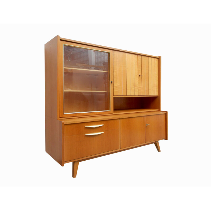 Vintage ash wood highboard 1950