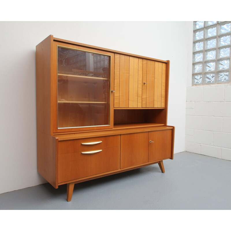 Vintage ash wood highboard 1950