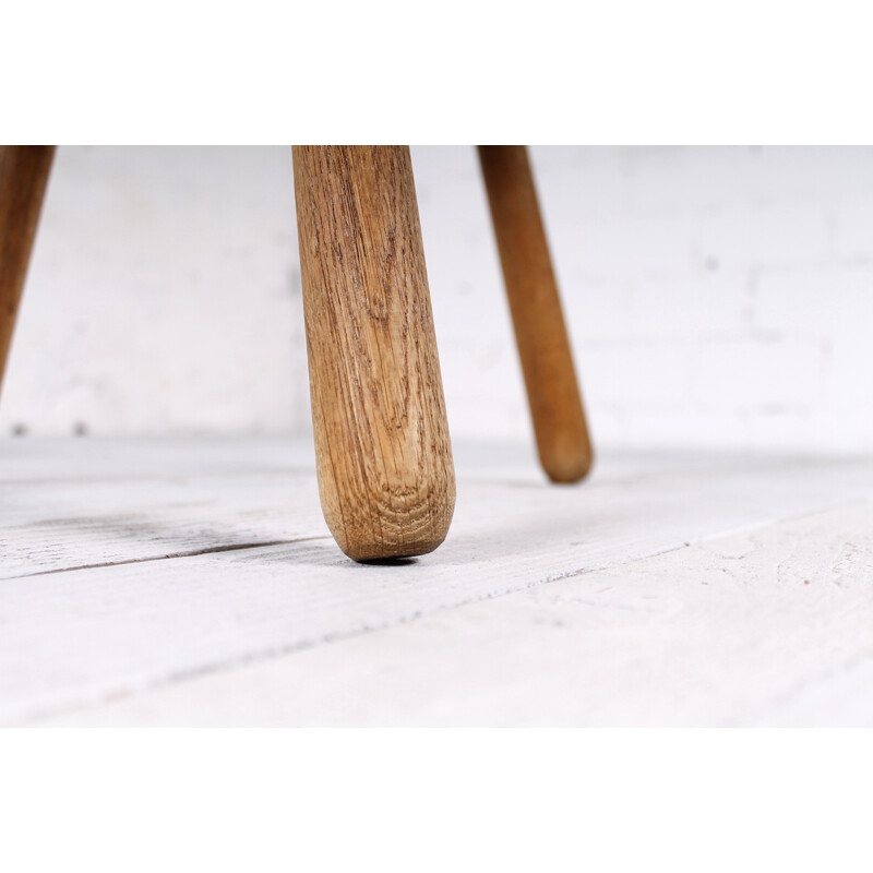 Scandinavian oak stool with tripod legs - 1950s