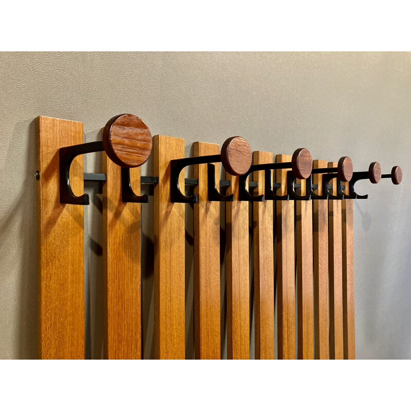 Vintage teak coat rack, Scandinavian 1950s