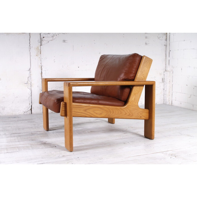 Fauteuil "Bonanza" Asko en cuir et bois, Esko PAJAMIES - 1960