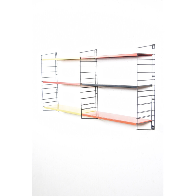 Adjustable Tomado Holland wall shelving system in metal, A. DEKKER - 1950s