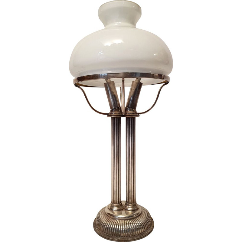 Vintage white opaline lamp, Art Deco, Corinth, Greece 1930