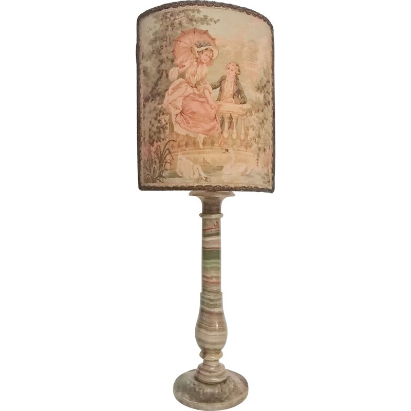 Lampe de table vintage en onyx, France 1950