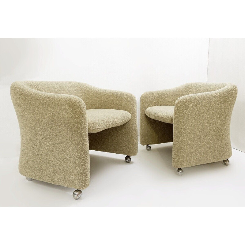Pair of vintage armchairs on casters