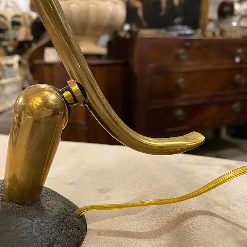 Vintage Modern Brass and Metal Desk Lamp, Italian 1960s