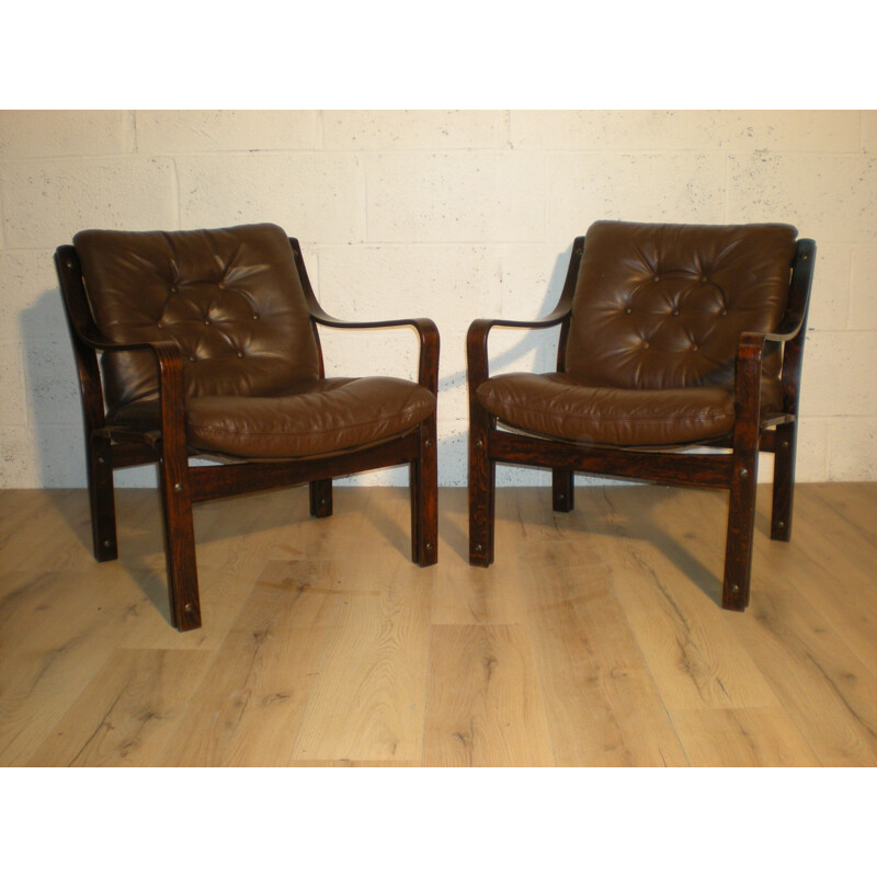 Scandinavian pair of armchairs - 1970s