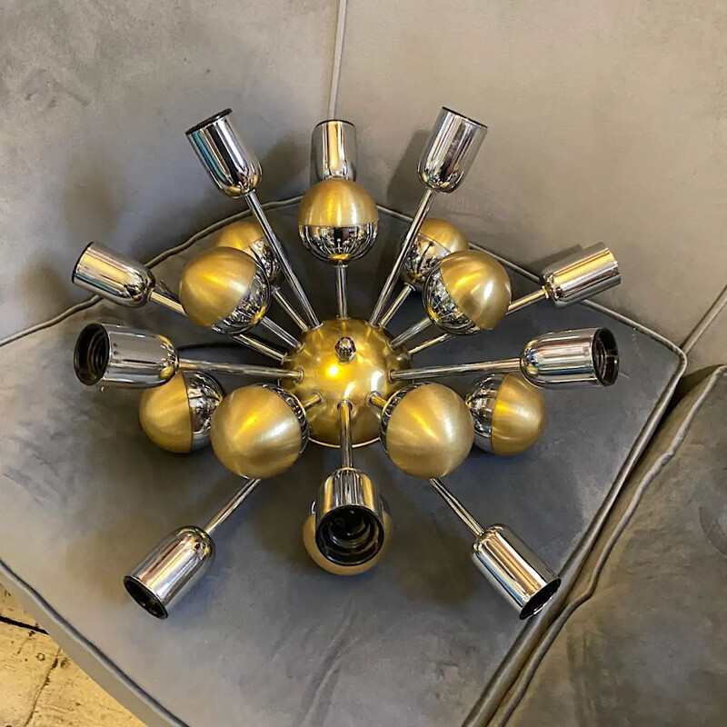 Vintage Space Age Ten Lights Sputnik Wall Sconces, Italian 1970s