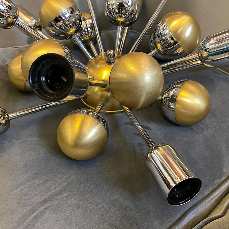 Vintage Space Age Ten Lights Sputnik Wall Sconces, Italian 1970s