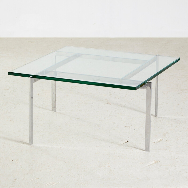 Table basse vintage en verre Modèle PK61 de Poul Kjærholm pour E. Kold Christensen 1950