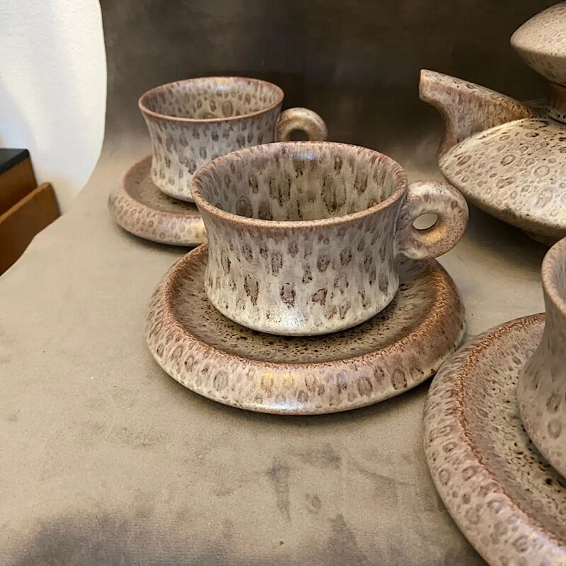 Service à thé vintage en céramique empilable moderniste par SC3, Italie 1970