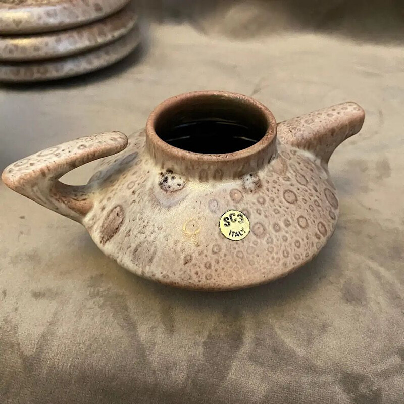 Chá Vintage modernista de empilhamento de cerâmica, SC3, Itália 1970