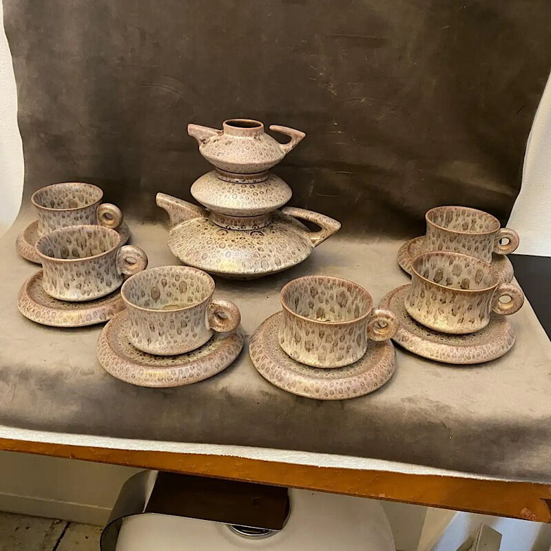 Juego de té apilable de cerámica modernista vintage de SC3, Italia 1970
