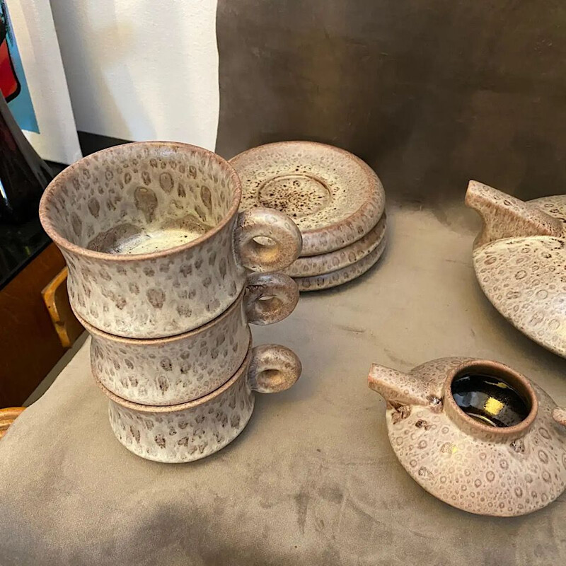 Juego de té apilable de cerámica modernista vintage de SC3, Italia 1970