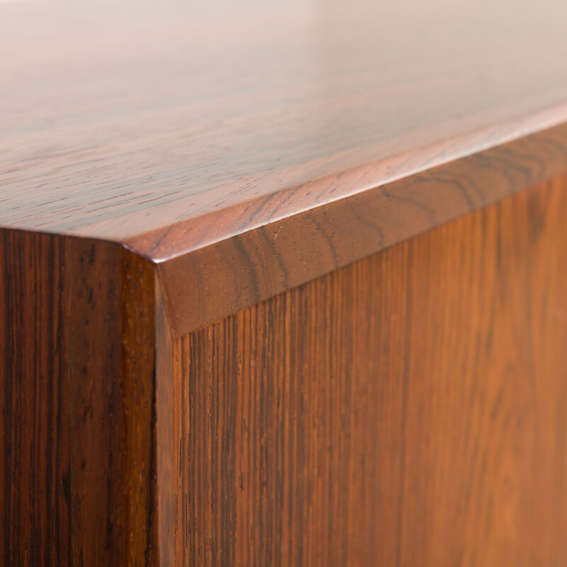  Vintage rosewood sideboard with 4 drawers on right side with black steel legs Skovby, Danish