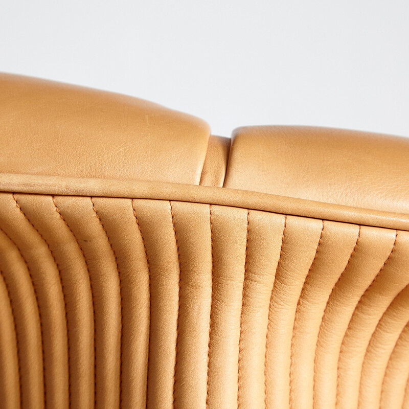 Set of 3 vintage Leather Sofa by Karl Wittmann