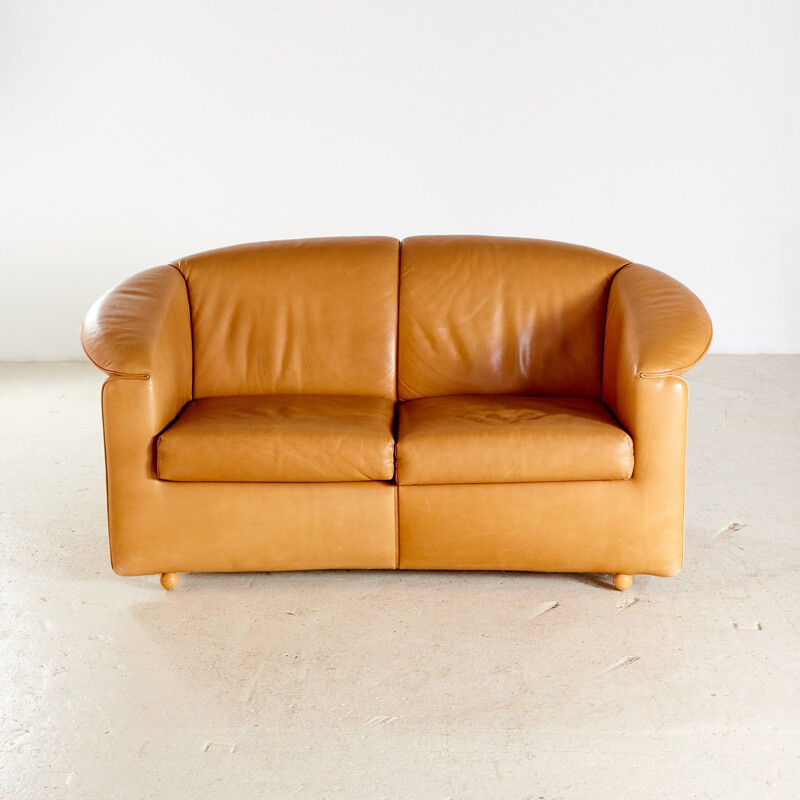 Set of 3 vintage Leather Sofa by Karl Wittmann