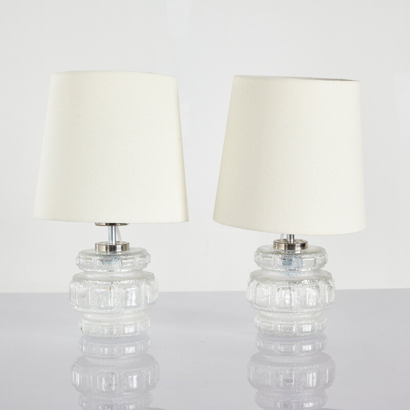 Vintage Glass Table Lamp 1970s