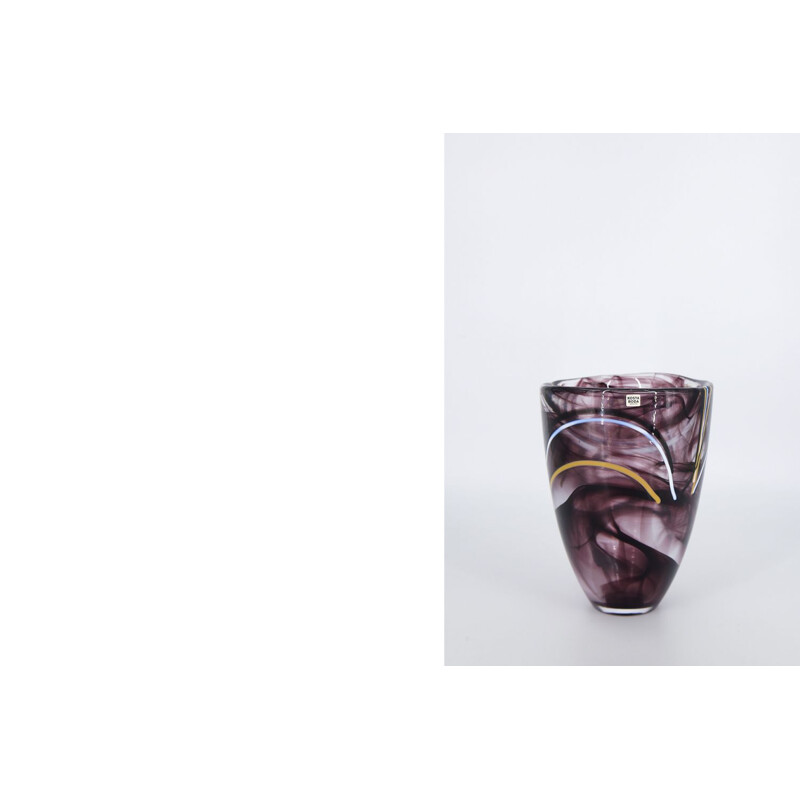 Skandinavische Vintage-Vase aus kontrastierendem Glas von Anna Ehrner für Kosta Boda, 1980