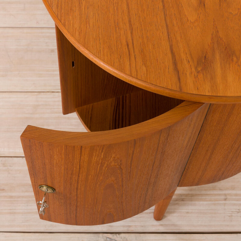 Vintage free standing organic shape teak executive desk with round side, Denmark 1970s