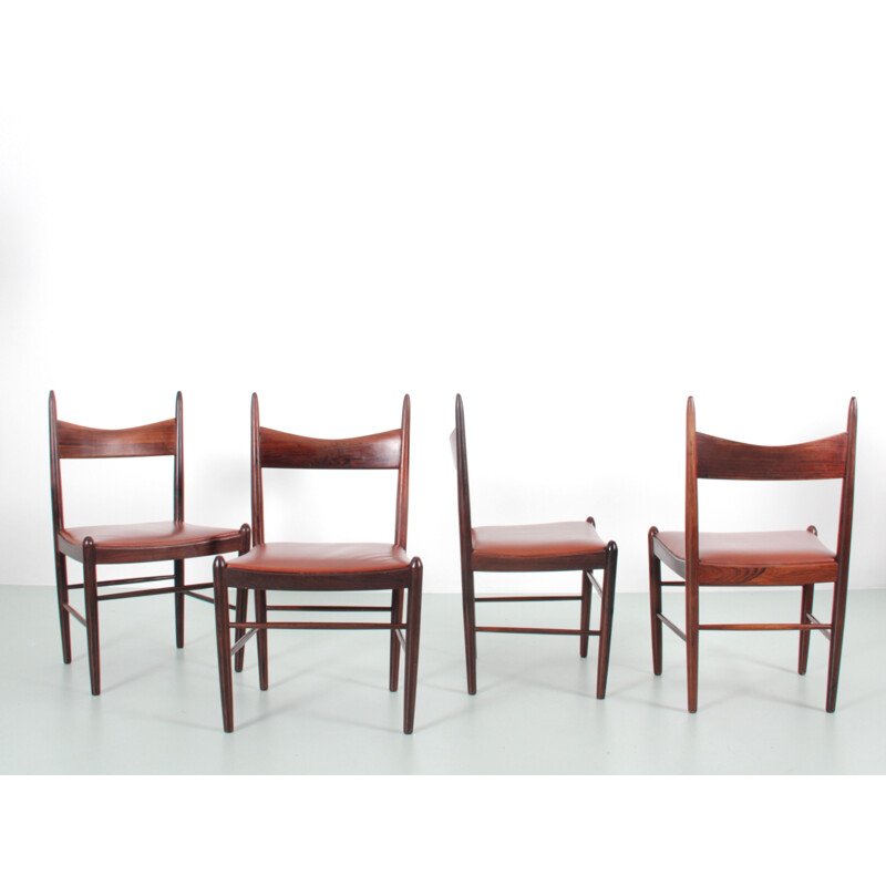 Juego de 4 sillas vintage de palisandro Rio, escandinavo