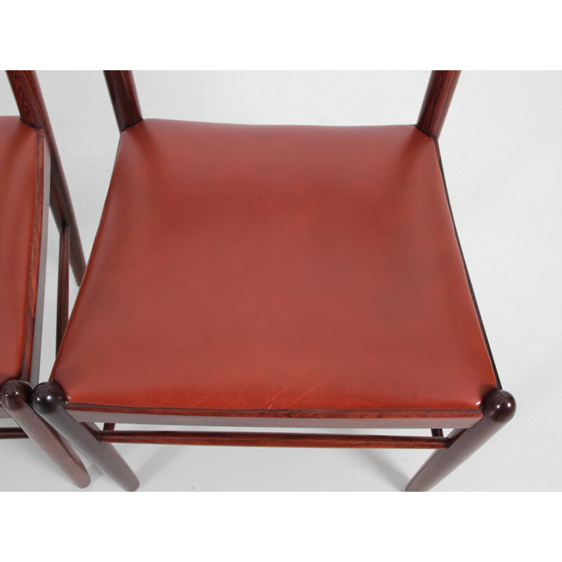 Set van 4 vintage Rio rozenhouten stoelen, Scandinavisch