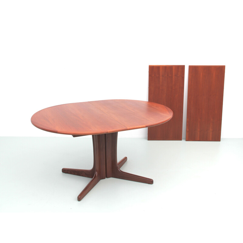 Large vintage oval teak table with 2 extensions, Scandinavian