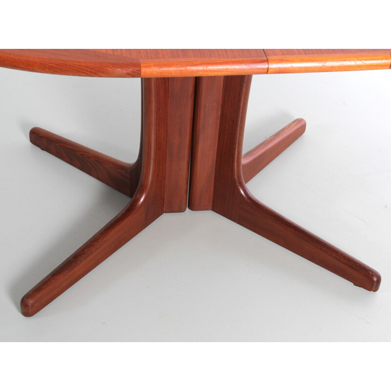 Large vintage oval teak table with 2 extensions, Scandinavian