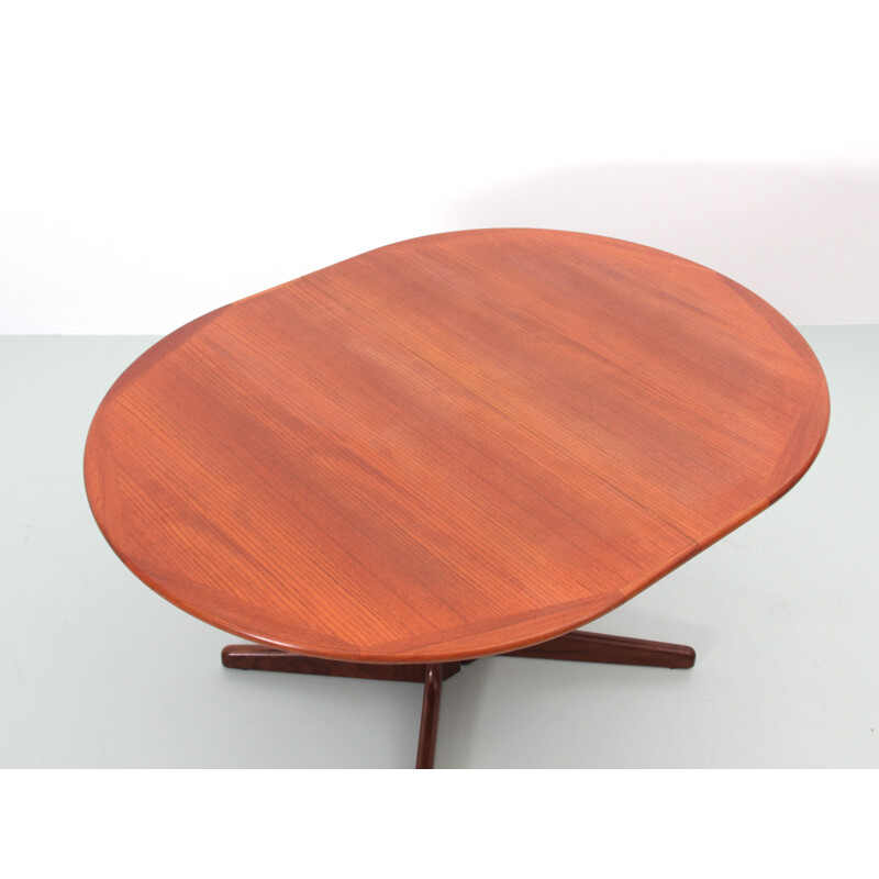 Large vintage oval teak table with 2 extensions, Scandinavian
