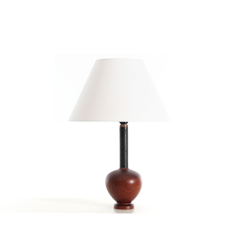 Vintage teak and leather lamp, Scandinavian