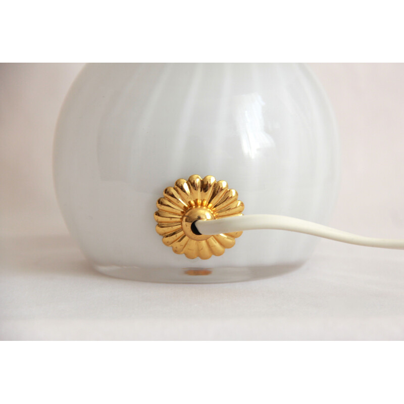 Vintage Gardenia Swirl Murano Glass Mushroom Lamp, Italy 1970s