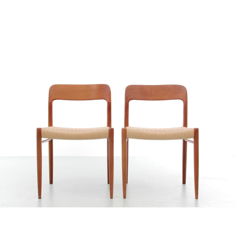 Pair of vintage teak chairs model 75, Scandinavian