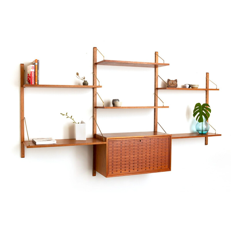 Vintage teak wall unit by Poul Cadovius for Cado, Danish 1960s