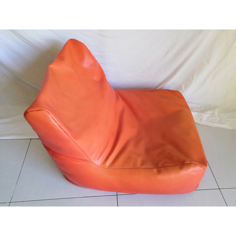 Vintage pouffe skai orange 1970s