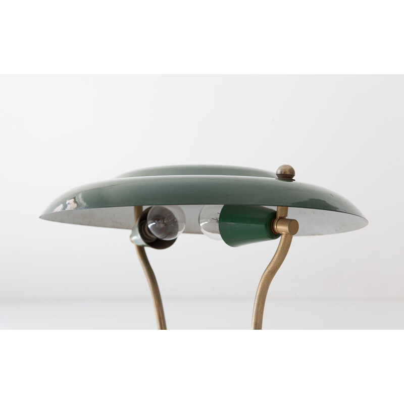 Vintage Green and Cream Table Lamp, Italian 1950s