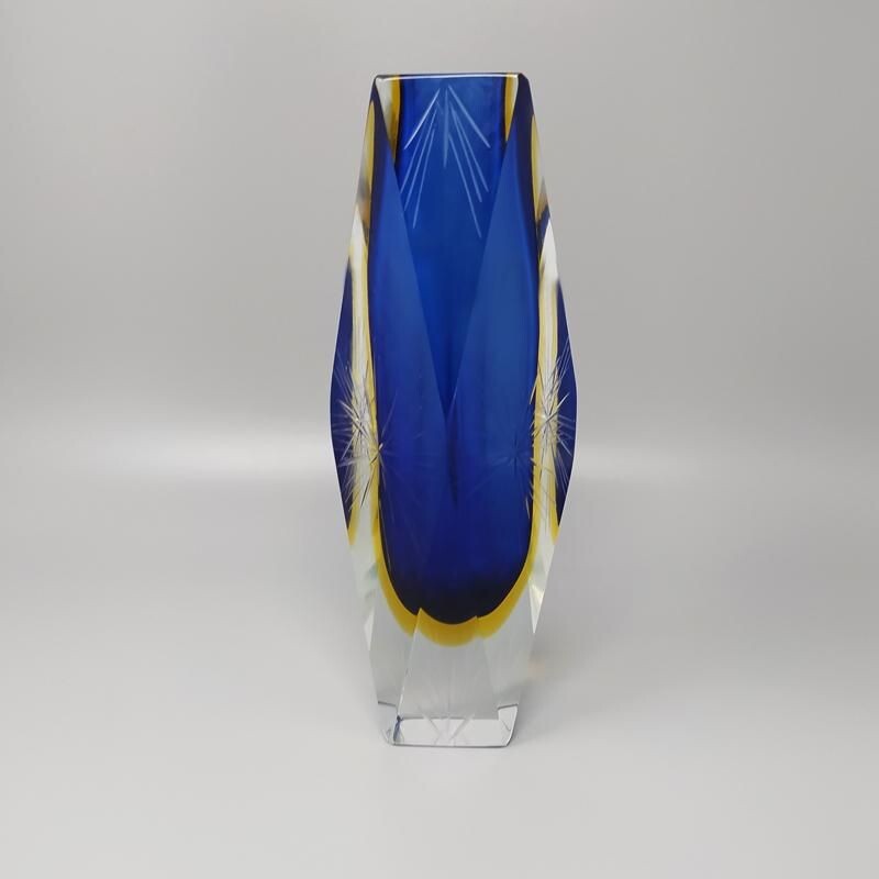 Vintage Big Blue Vase By Flavio Poli for Seguso 1960s