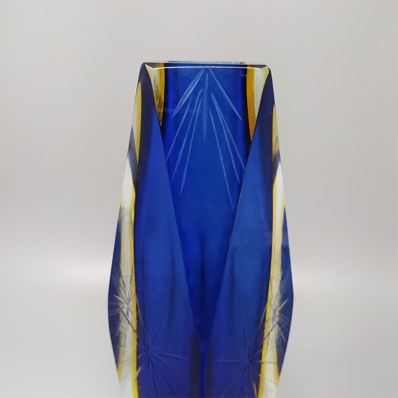Grand vase vintage bleu par Flavio Poli pour Seguso 1960