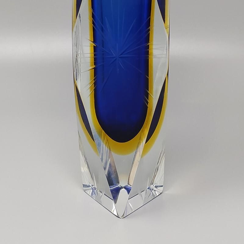 Grand vase vintage bleu par Flavio Poli pour Seguso 1960