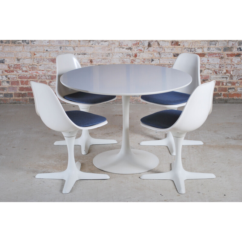 Vintage Arkana tulip dining table and 4 chairs by Maurice Burke 1960s