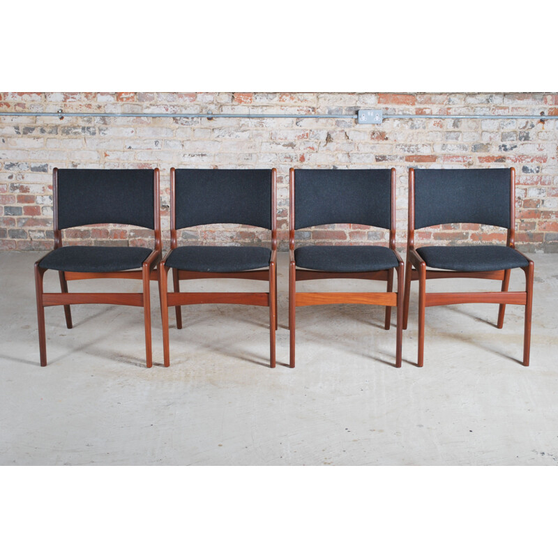 Set of 4 vintage teak dining chairs by Erik Buch, Danish 1960s