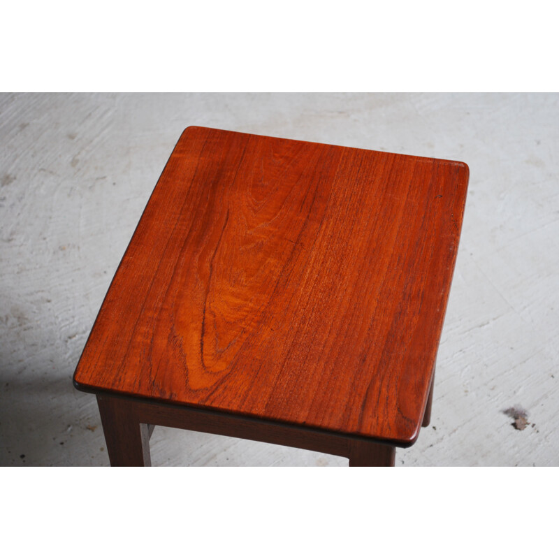 Vintage teak nest of 3 tables with solid, British 1960s