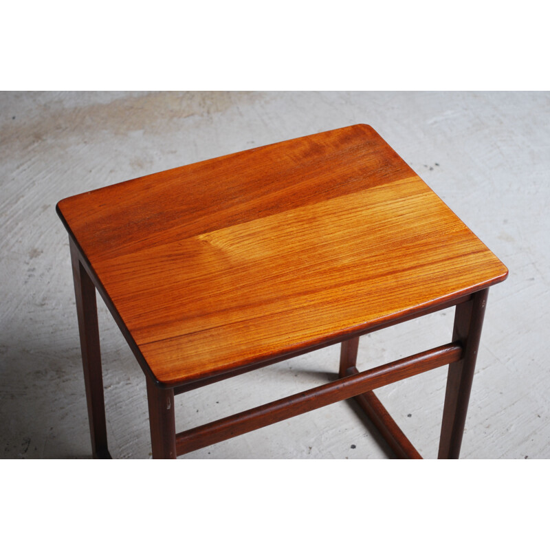 Vintage teak nest of 3 tables with solid, British 1960s