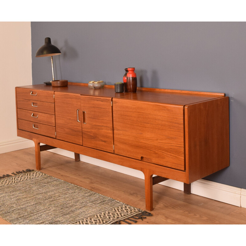 Vintage Teak Long Sideboard With Bar by Meredew furniture 1960s