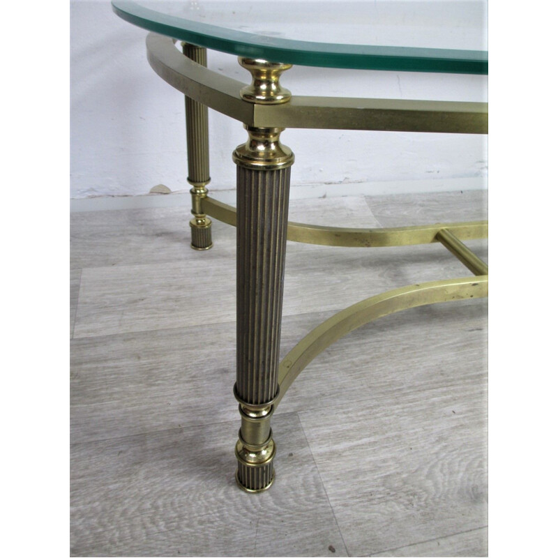 Vintage coffee table in gilded metal and cut glass, Italy 1970