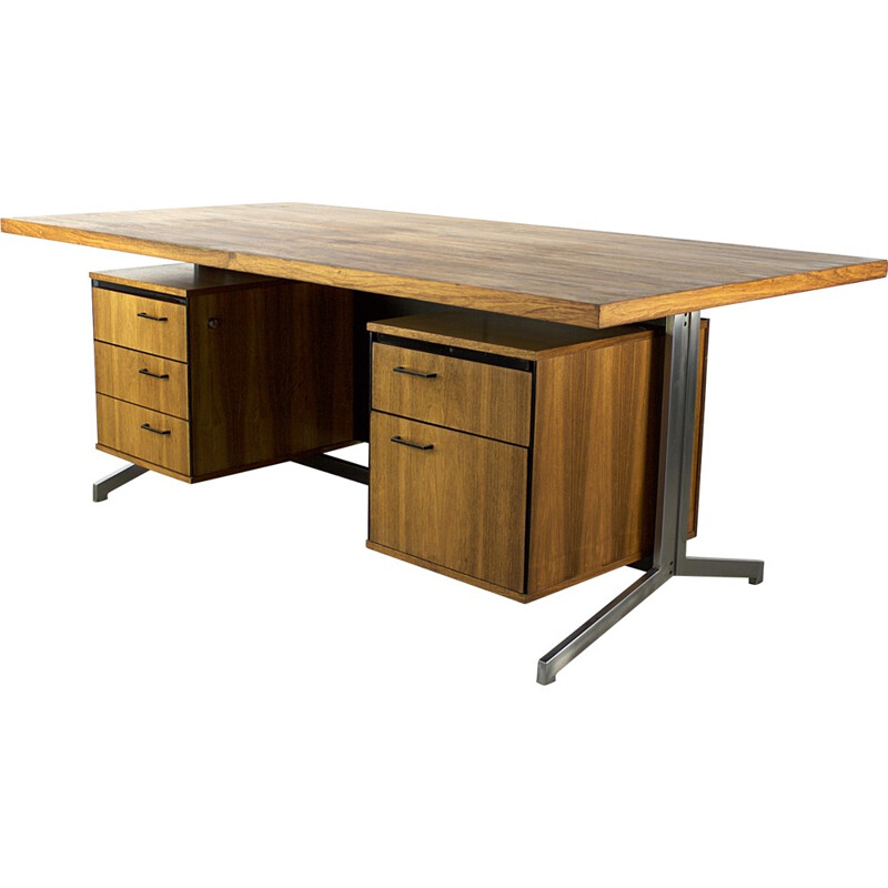 EEKA rosewood and metal desk, Friso KRAMER - 1950s