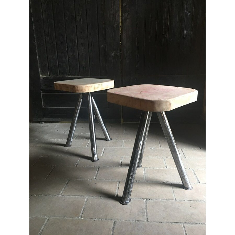 Pair of vintage industrial stools