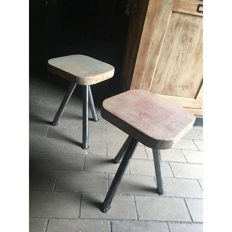 Pair of vintage industrial stools