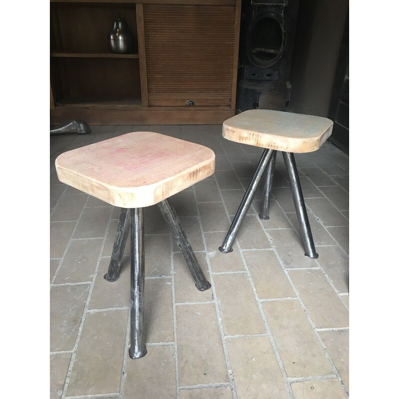 Pair of vintage industrial stools