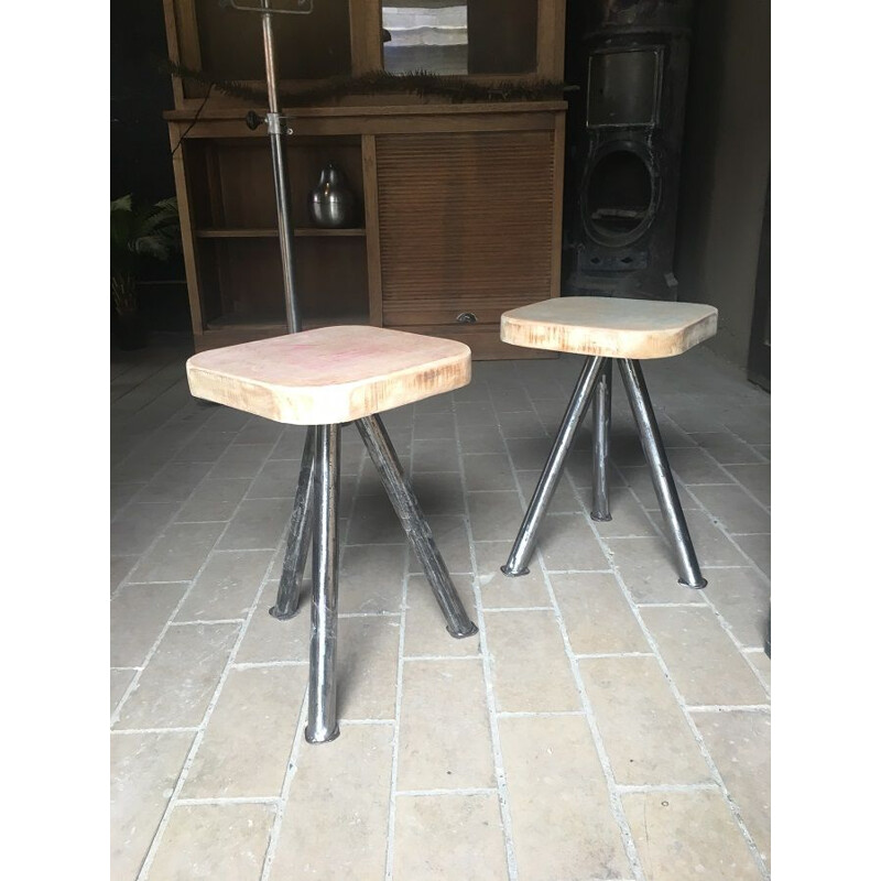 Pair of vintage industrial stools