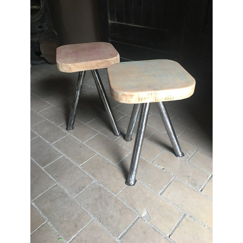 Pair of vintage industrial stools